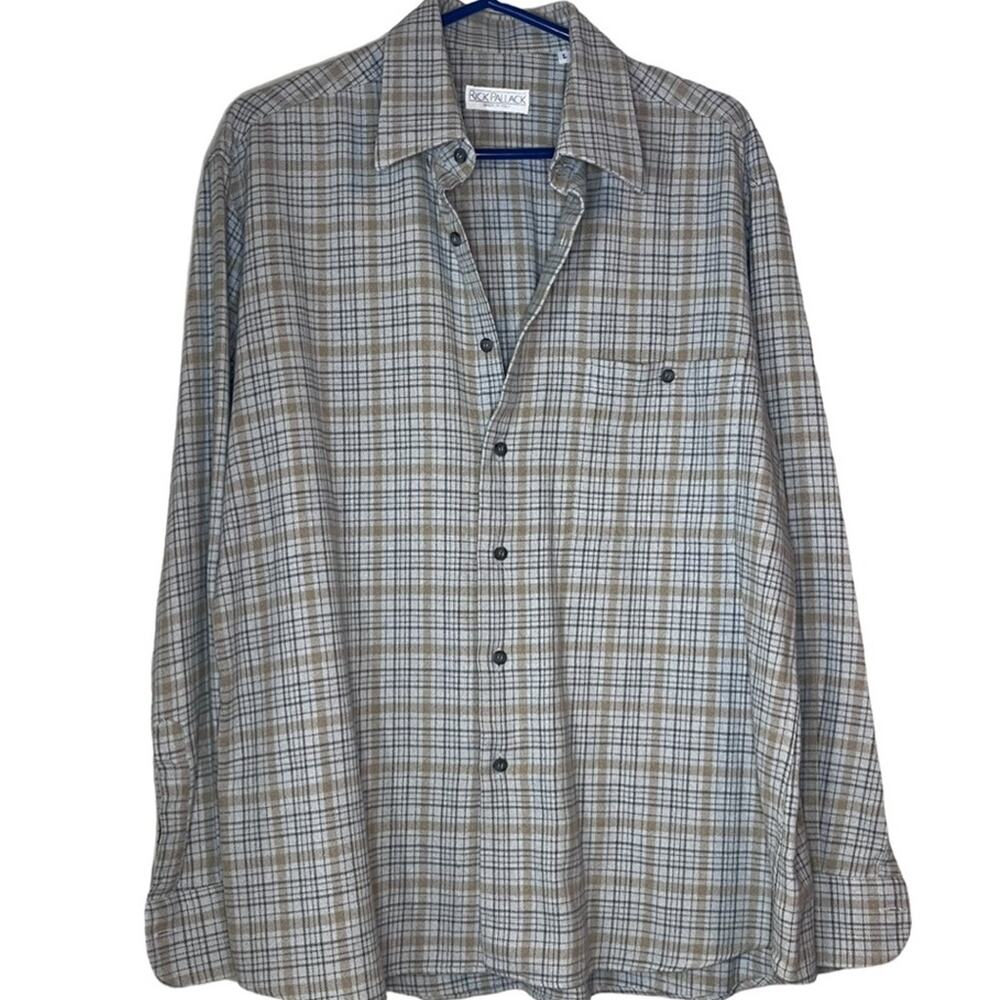 Rick Pallack Plaid Long Sleeve Shirt Plaid Luxury Designer Size: L Made in Italy
